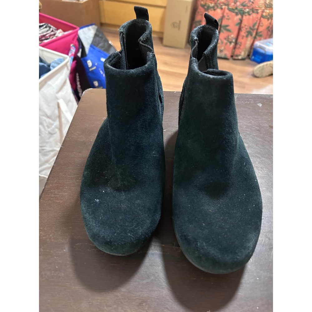 Crocs Black Suede Chelsea Ankle‎ Boots Women's Wedge Heel Slip On